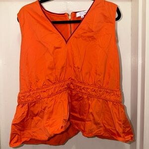 Roksanda Ilincic Vibrant Orange Sleeveless Peplum Top